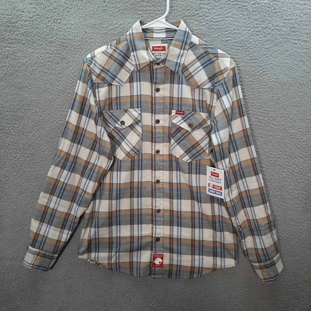Wrangler Shirt Adult Small Multicolor Plaid Workwear Western Rodeo Cowboy Ranch